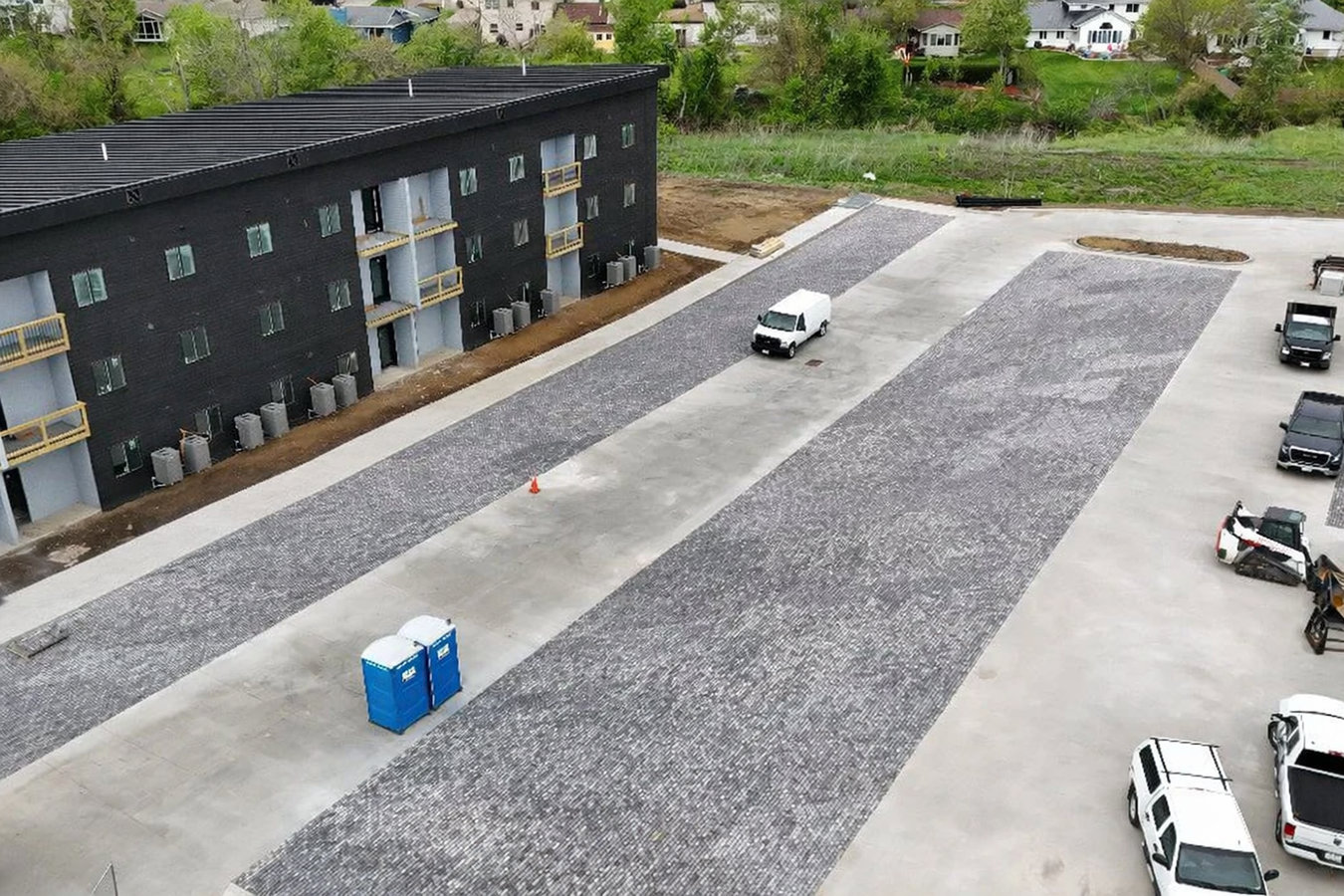 Concrete parking lot building in Rialto, CA