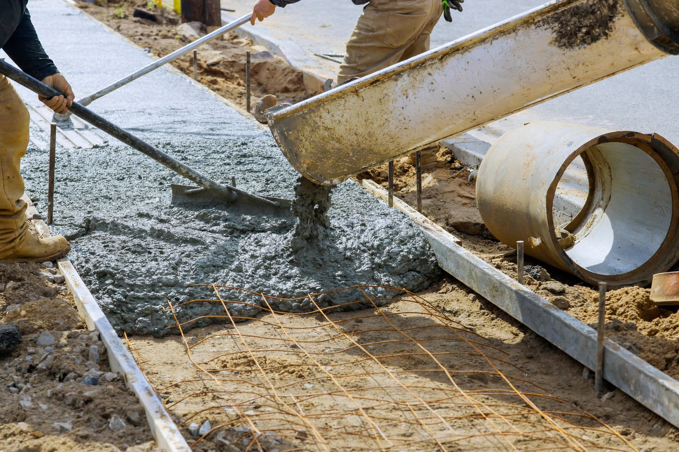 Concrete sidewalk building in Rialto, CA